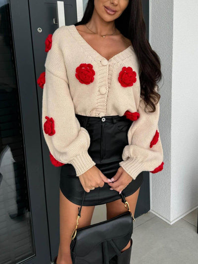 Unique Crochet Three-Dimensional Flower Cardigan Sweater Jacket DressSoul