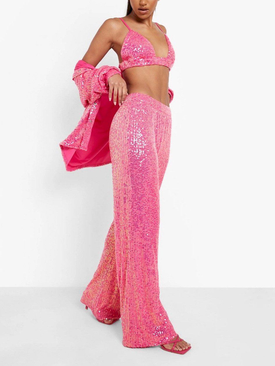 Pantalon ample élastique à paillettes