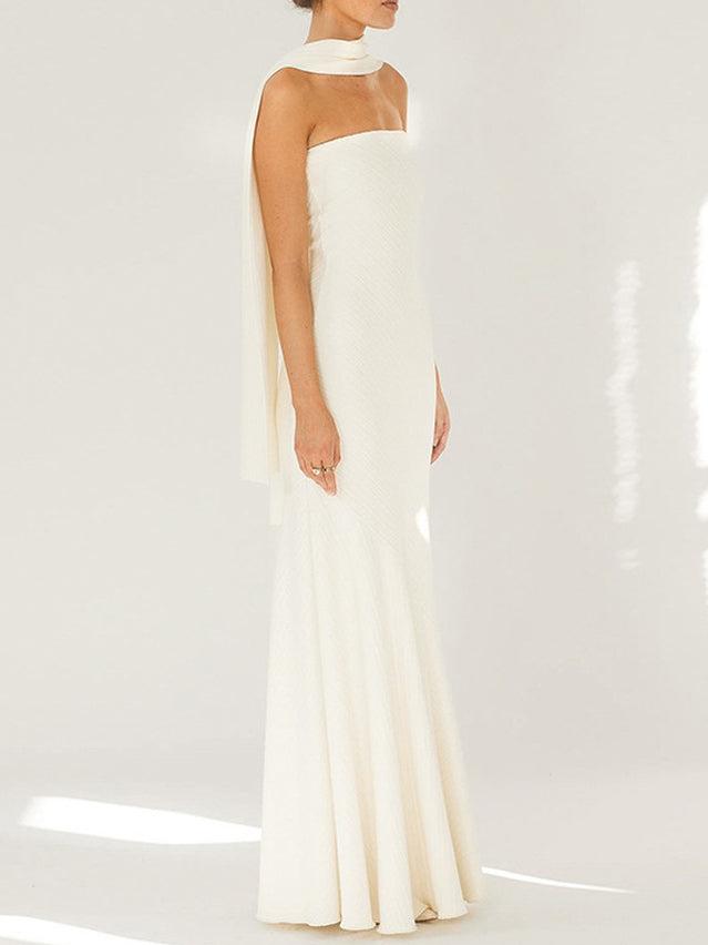 Robe longue bustier asymétrique à la mode