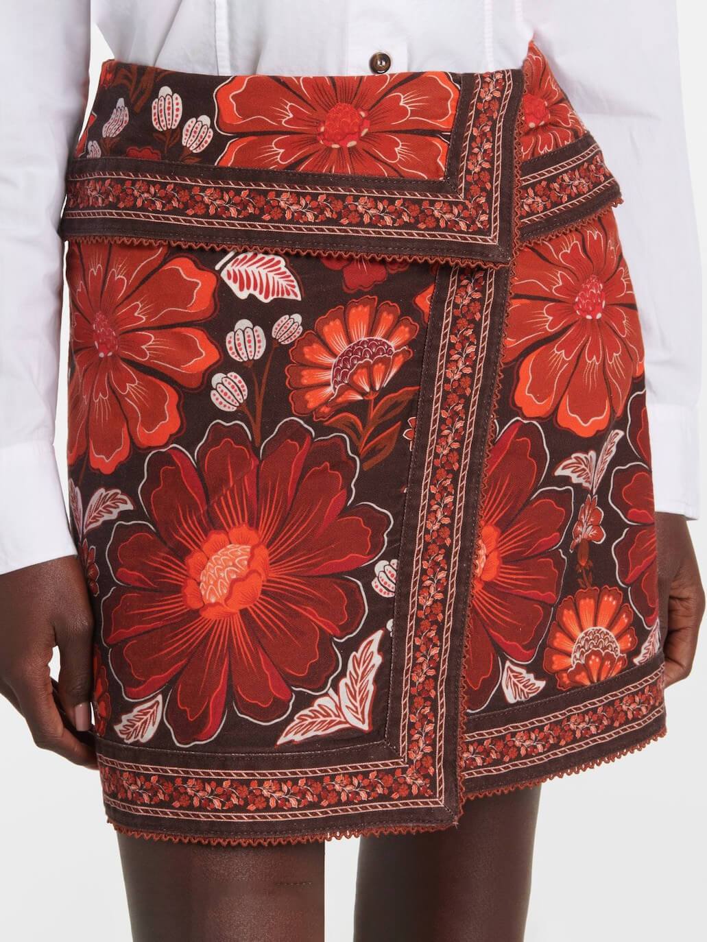 Retro Floral Print Irregular Skirt