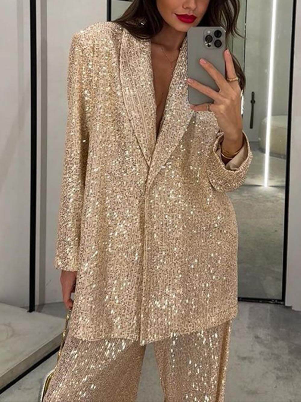Blazer décontracté à paillettes à la mode