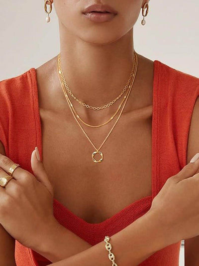 Irregular Circle Stacked Multi-Layer Necklace DressSoul