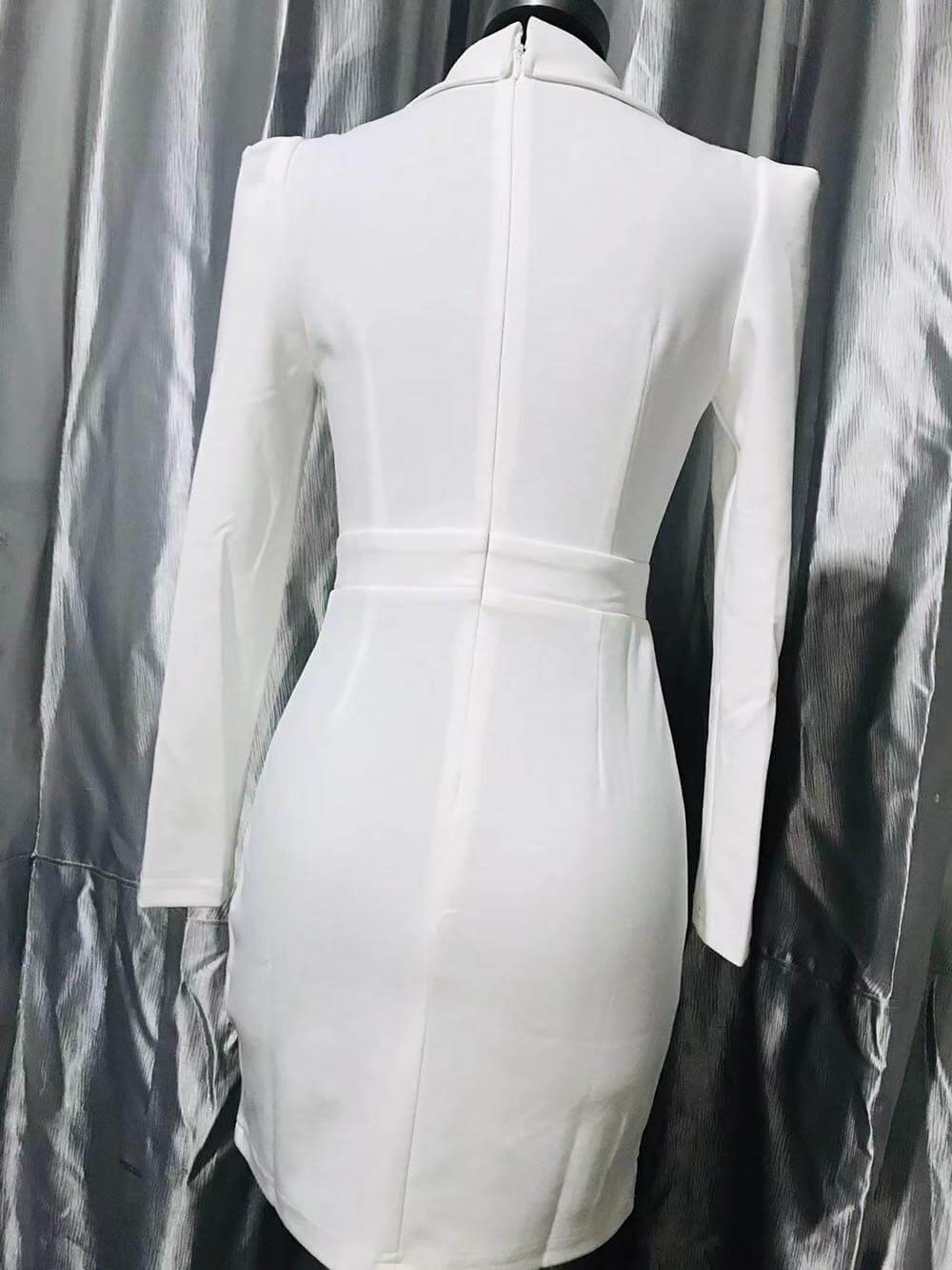 Mini-robe classique à col tailleur, plissée et irrégulière (sans ceinture)