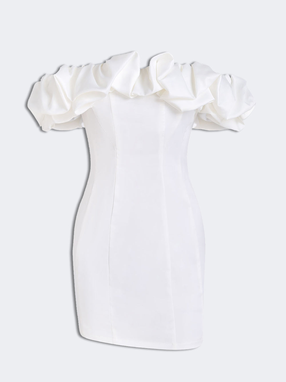 Mini-robe bustier à volants en satin