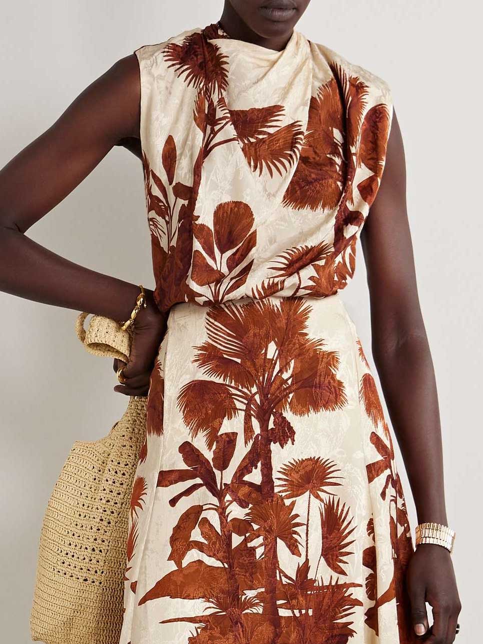 Retro Tropical Style Tung Palm Print Tank Top