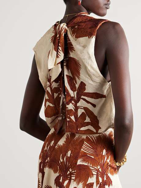 Retro Tropical Style Tung Palm Print Tank Top